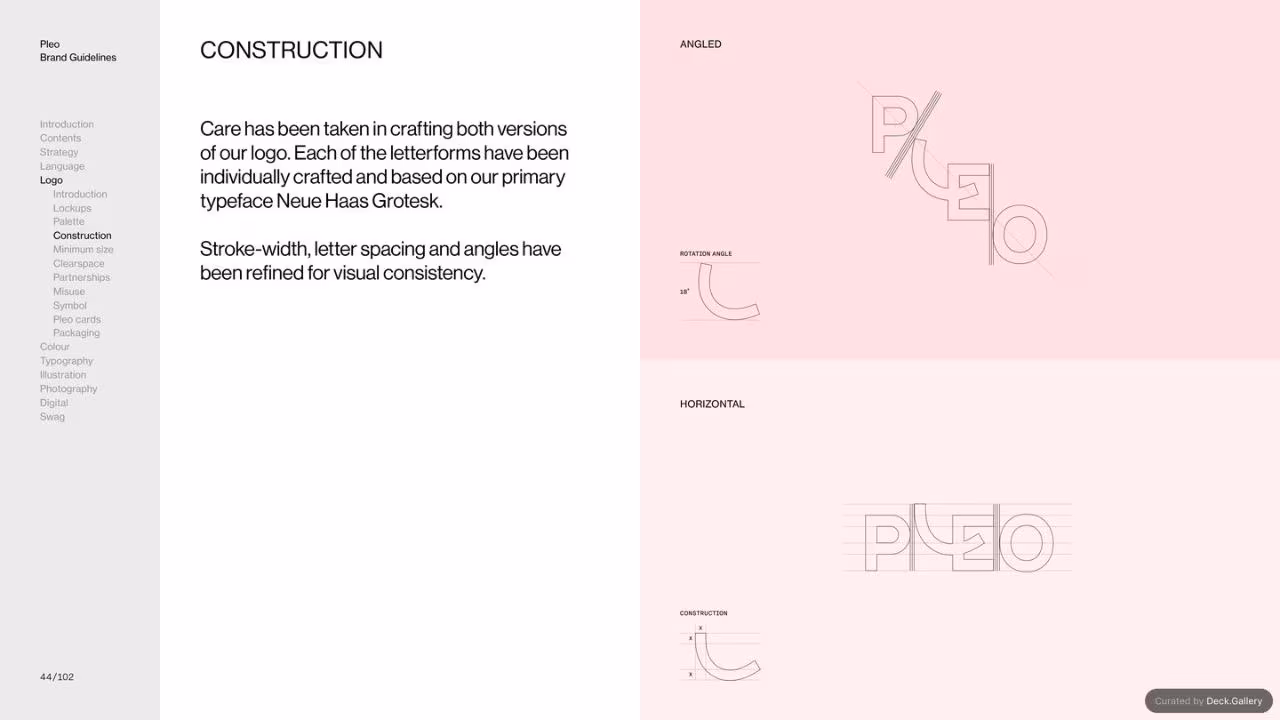 Pleo Brand Guidelines 2020, slide 44