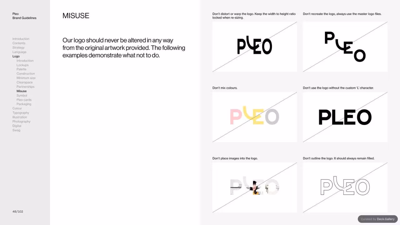 Pleo Brand Guidelines 2020, slide 48