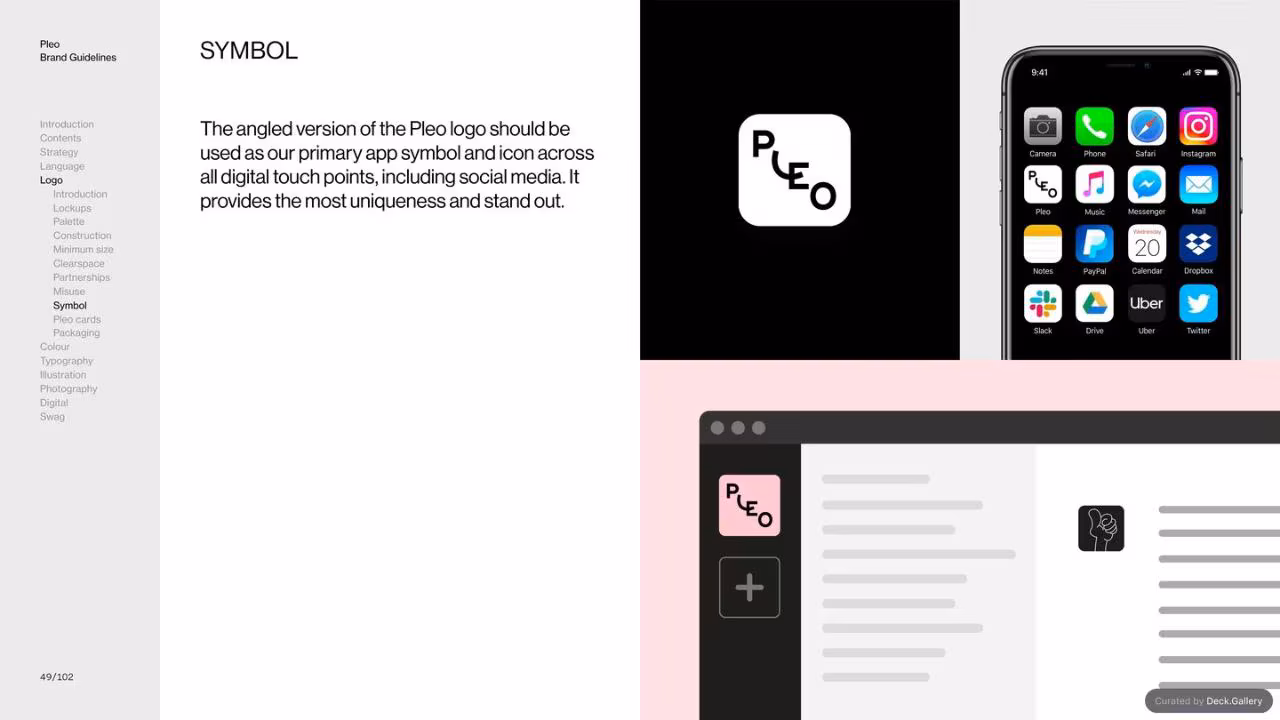 Pleo Brand Guidelines 2020, slide 49