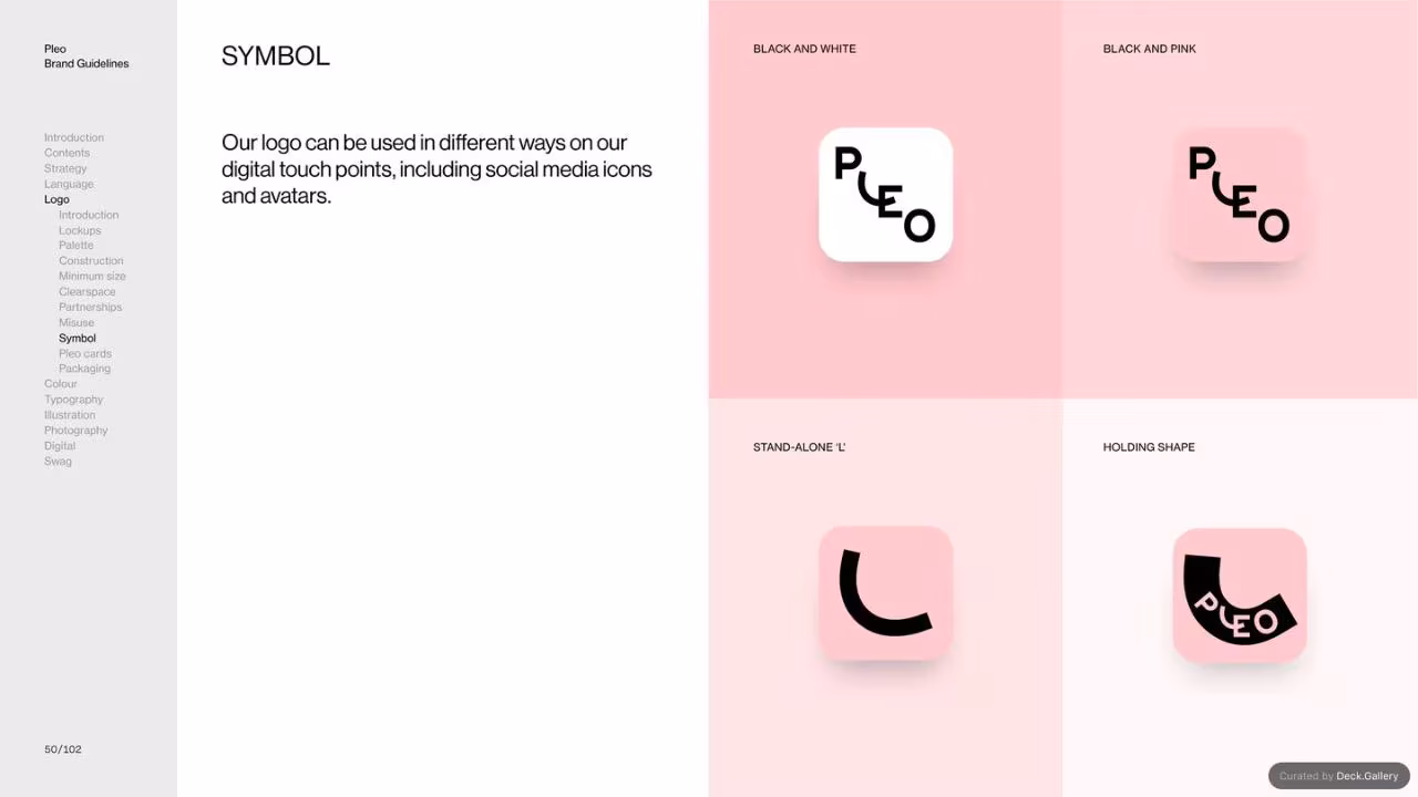 Pleo Brand Guidelines 2020, slide 50