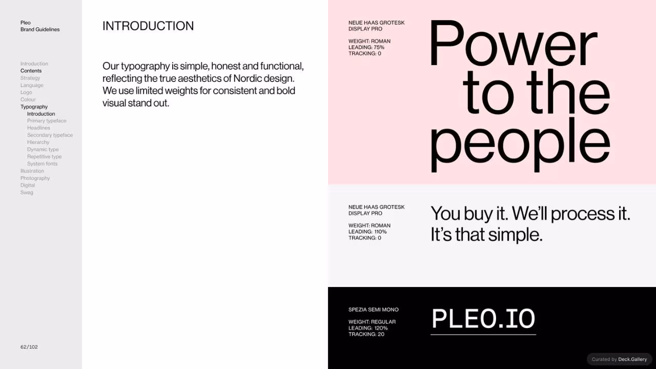 Pleo Brand Guidelines 2020, slide 62