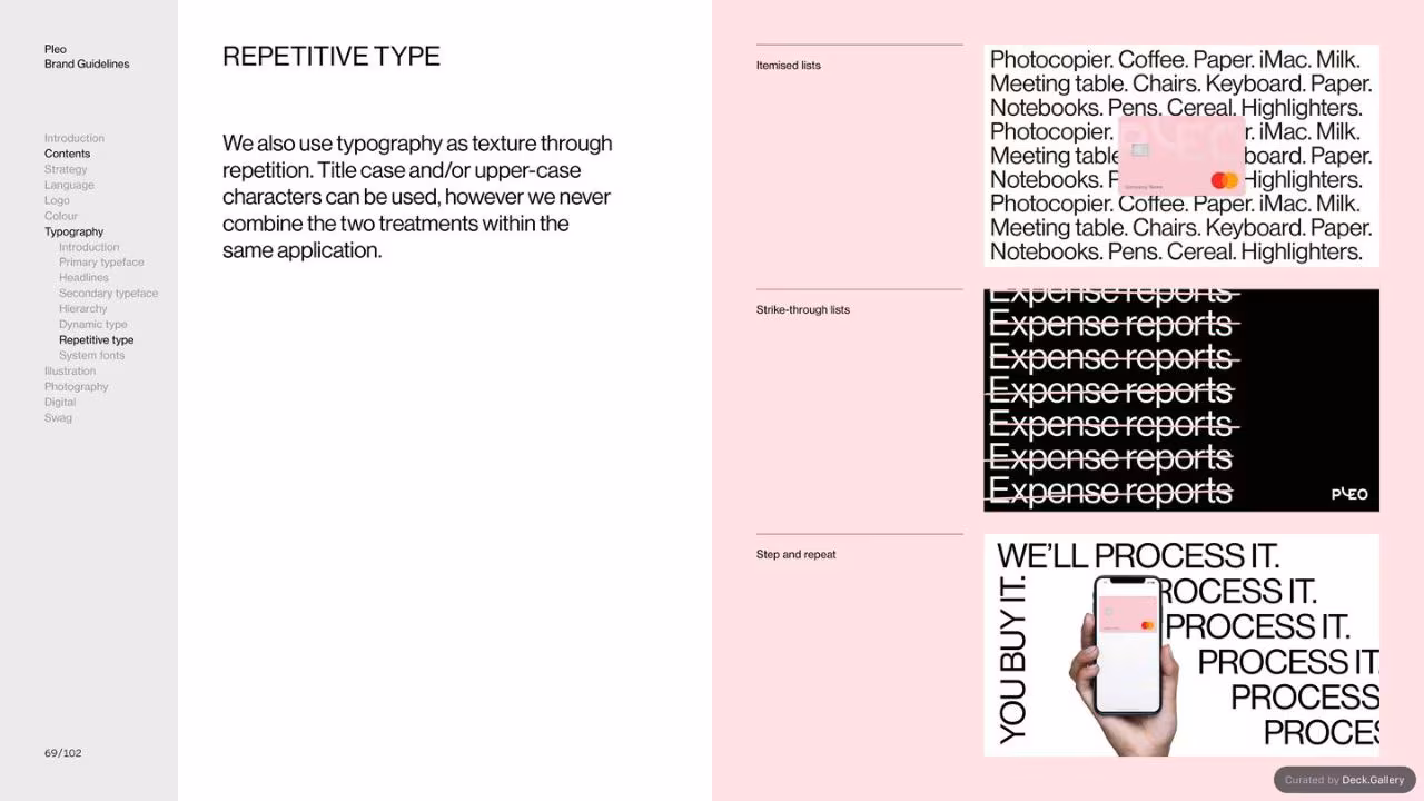 Pleo Brand Guidelines 2020, slide 69