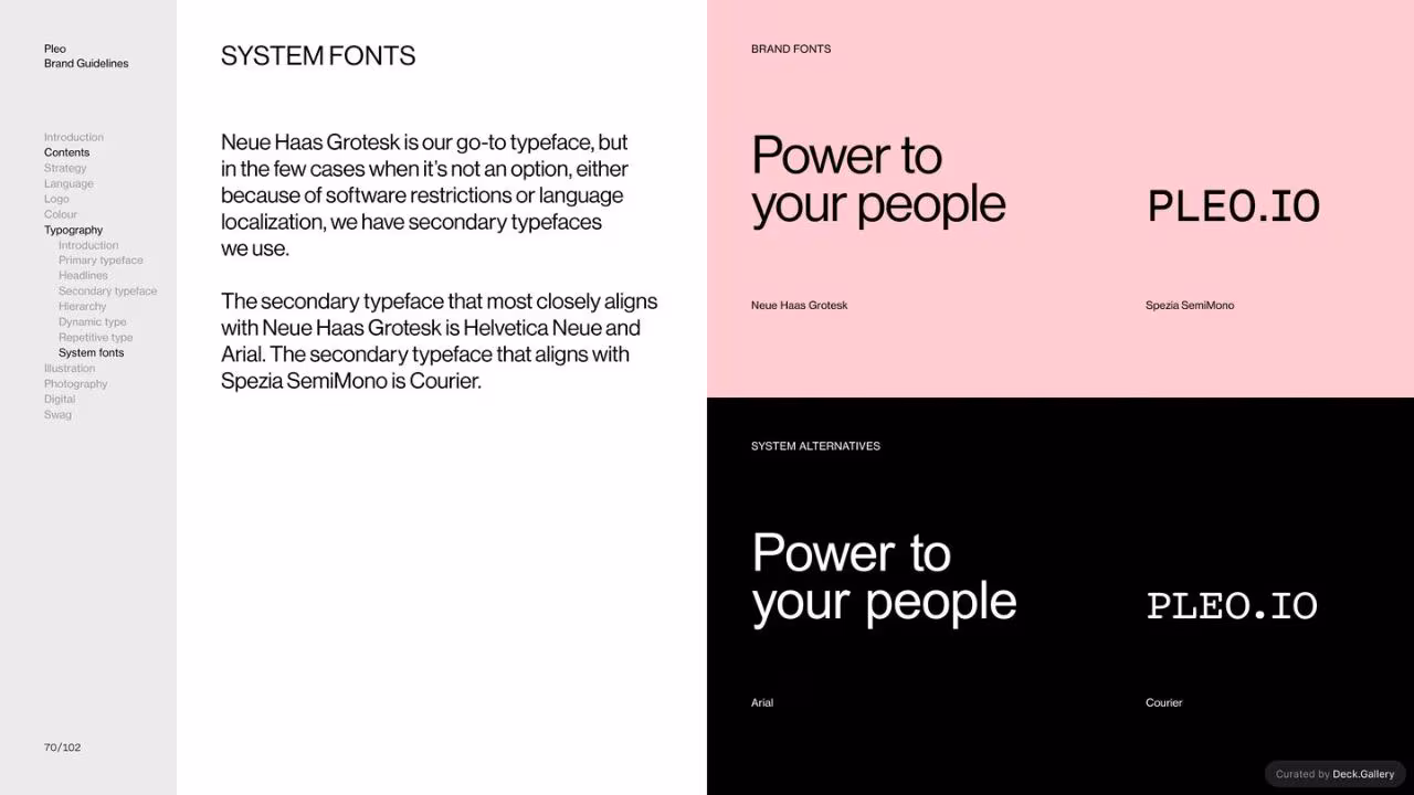 Pleo Brand Guidelines 2020, slide 70