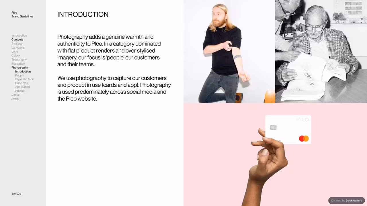 Pleo Brand Guidelines 2020, slide 80