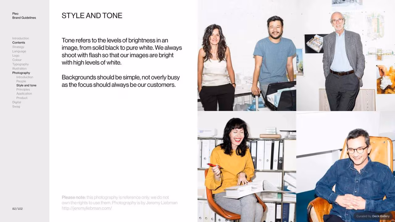 Pleo Brand Guidelines 2020, slide 82
