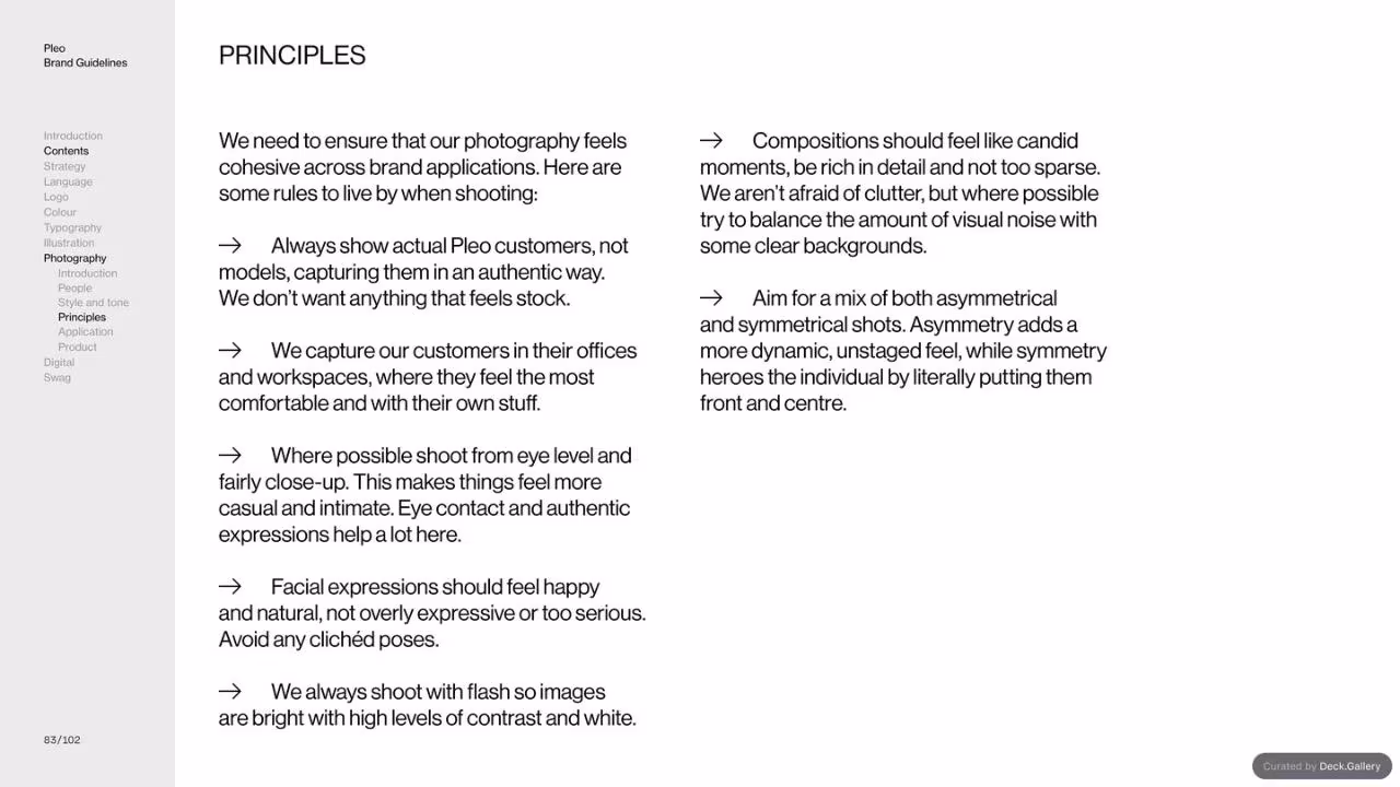 Pleo Brand Guidelines 2020, slide 83
