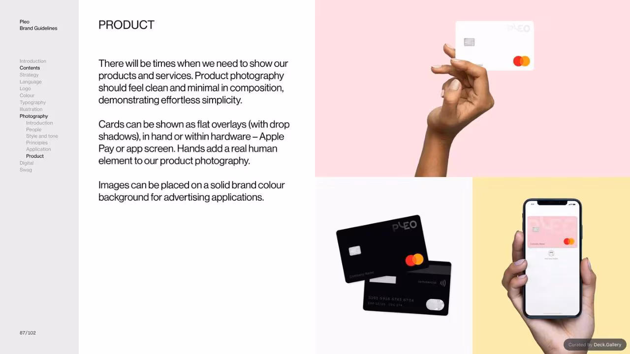 Pleo Brand Guidelines 2020, slide 87