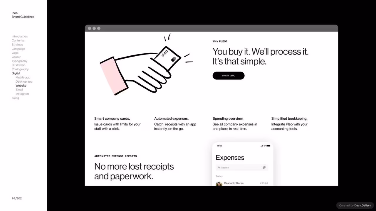 Pleo Brand Guidelines 2020, slide 94