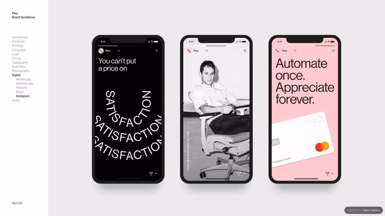 Pleo Brand Guidelines 2020, slide 96