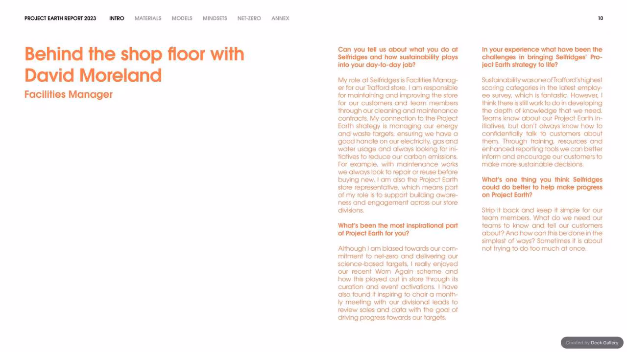 Selfridges Project Earth Report 2023, slide 10