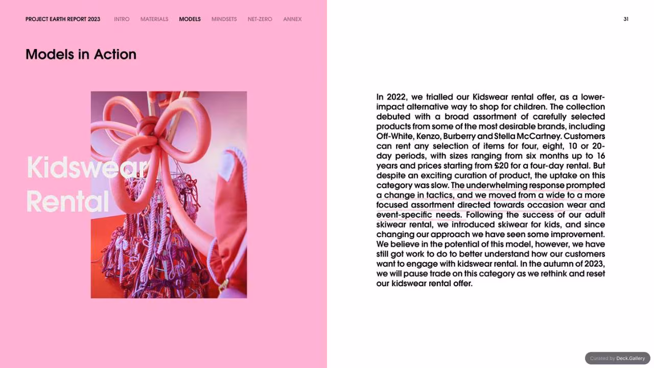 Selfridges Project Earth Report 2023, slide 31