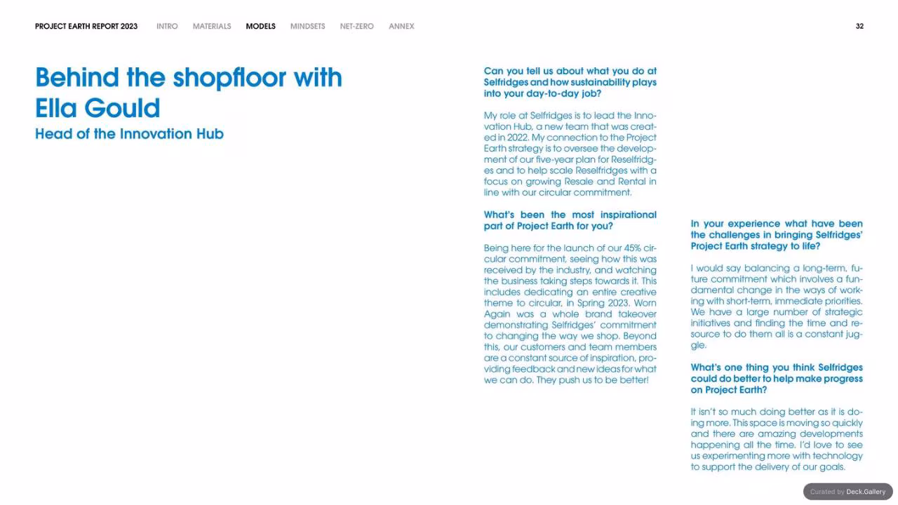 Selfridges Project Earth Report 2023, slide 32