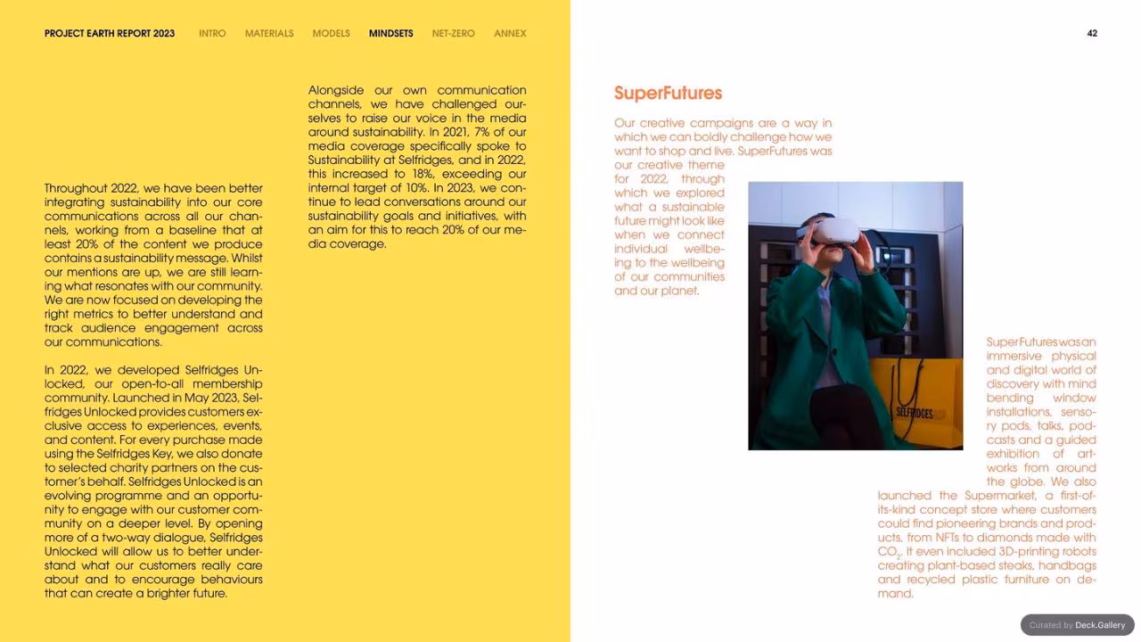 Selfridges Project Earth Report 2023, slide 42