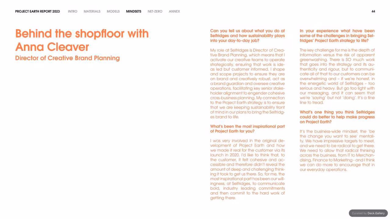 Selfridges Project Earth Report 2023, slide 44
