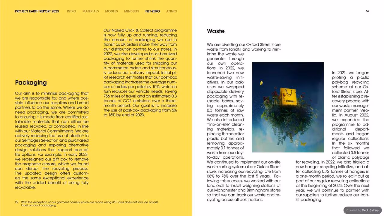 Selfridges Project Earth Report 2023, slide 52