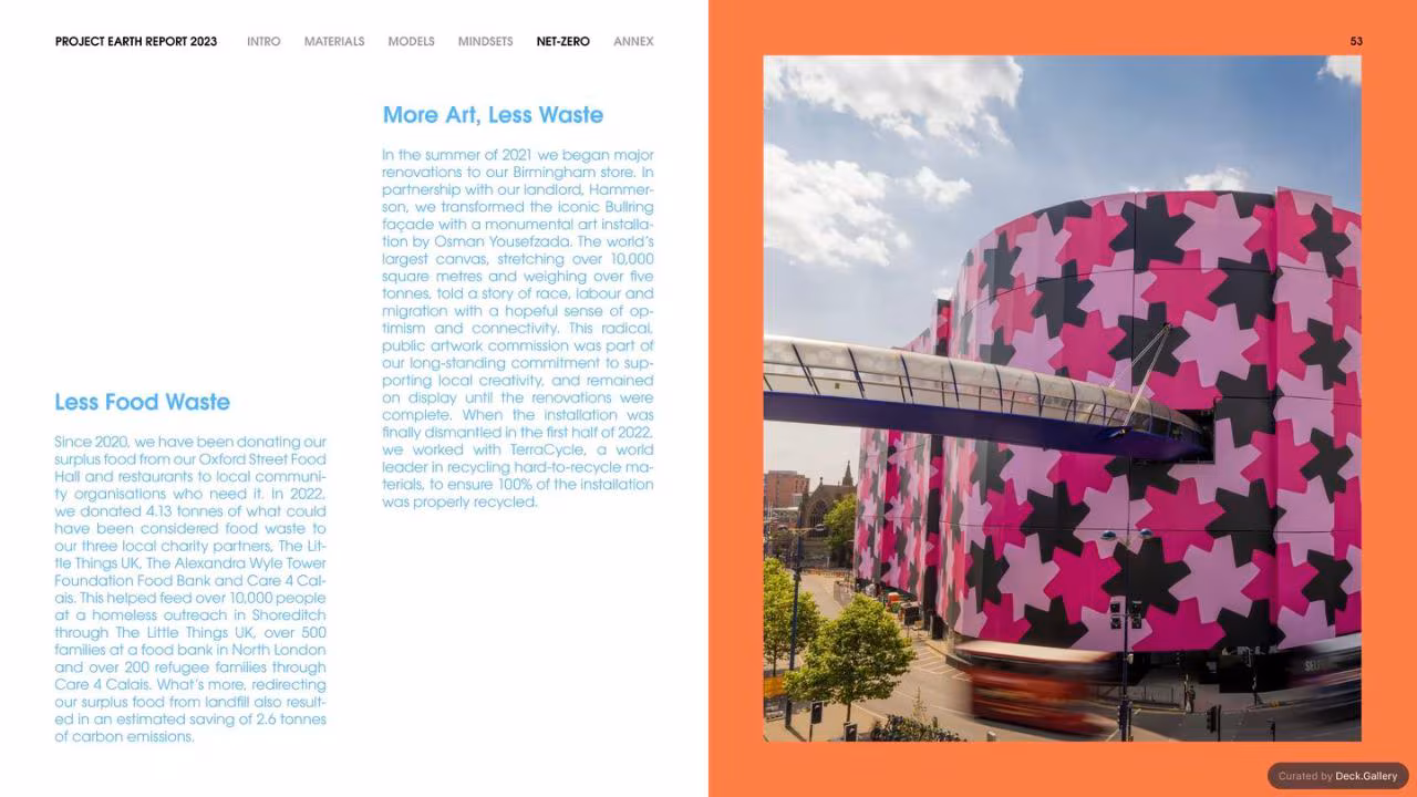 Selfridges Project Earth Report 2023, slide 53