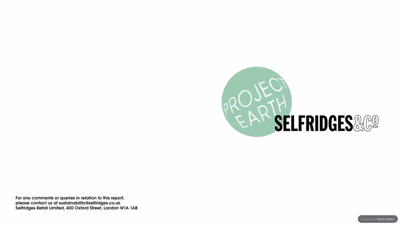 Selfridges Project Earth Report 2023, slide 60