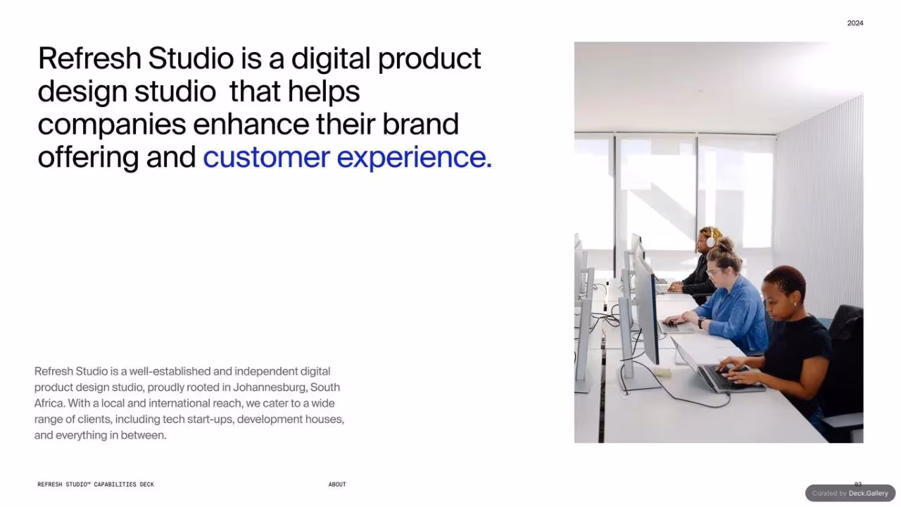 Refresh Studios Capabilities Deck 2024, slide 4