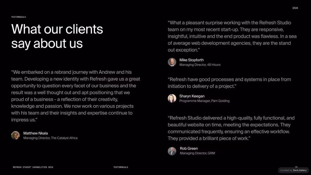Refresh Studios Capabilities Deck 2024, slide 29