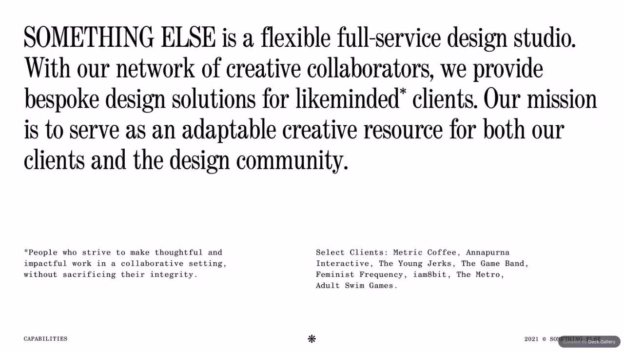 Something Else Capabilities Deck 2021, slide 2
