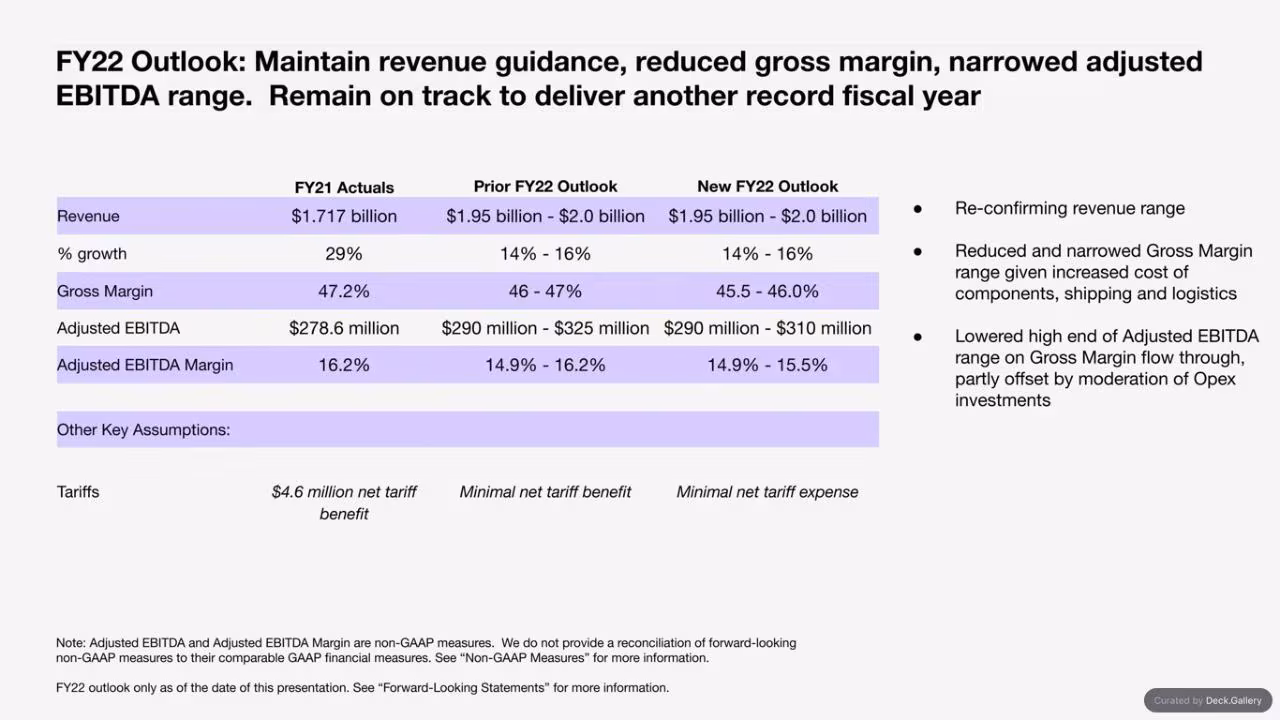 Sonos Q2 2022 Financial Summary, slide 9