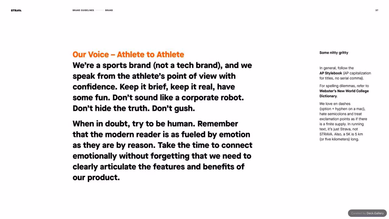 Strava Brand Guidelines 2021, slide 37