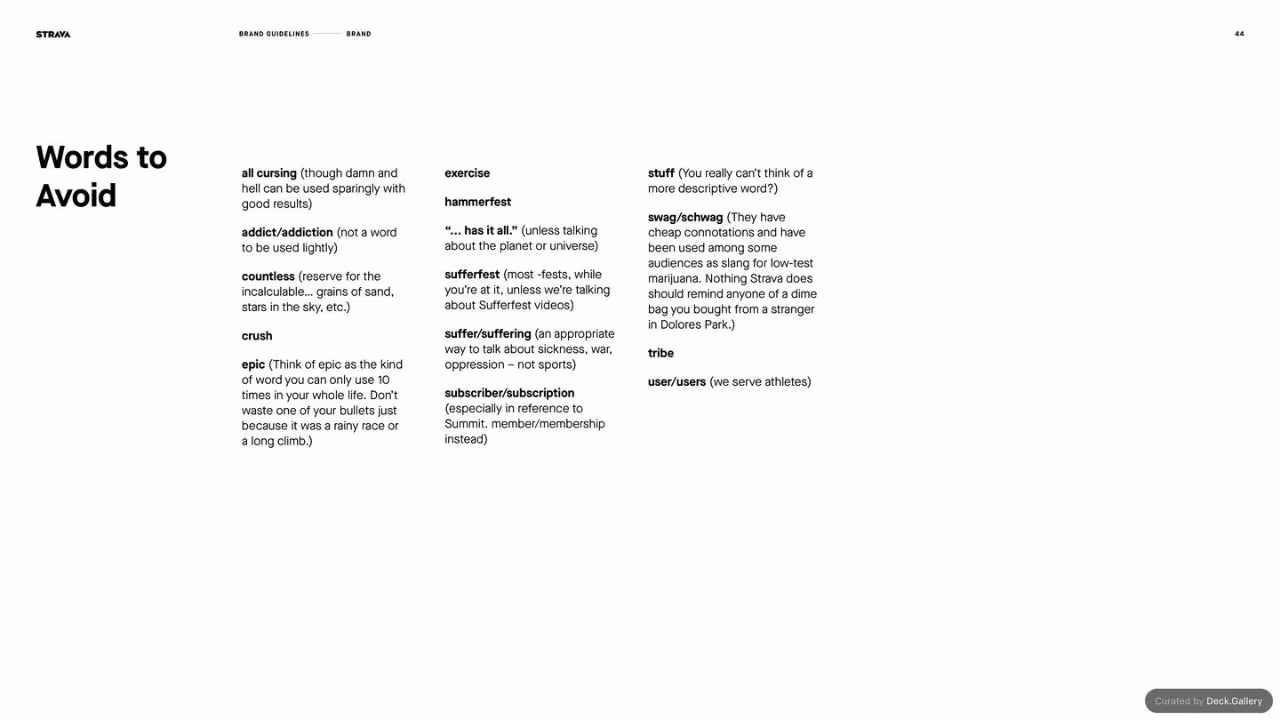 Strava Brand Guidelines 2021, slide 44