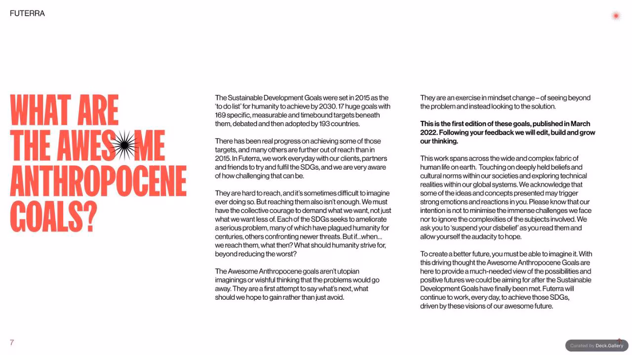 Futerra: The Awesome Anthropocene Goals, slide 7