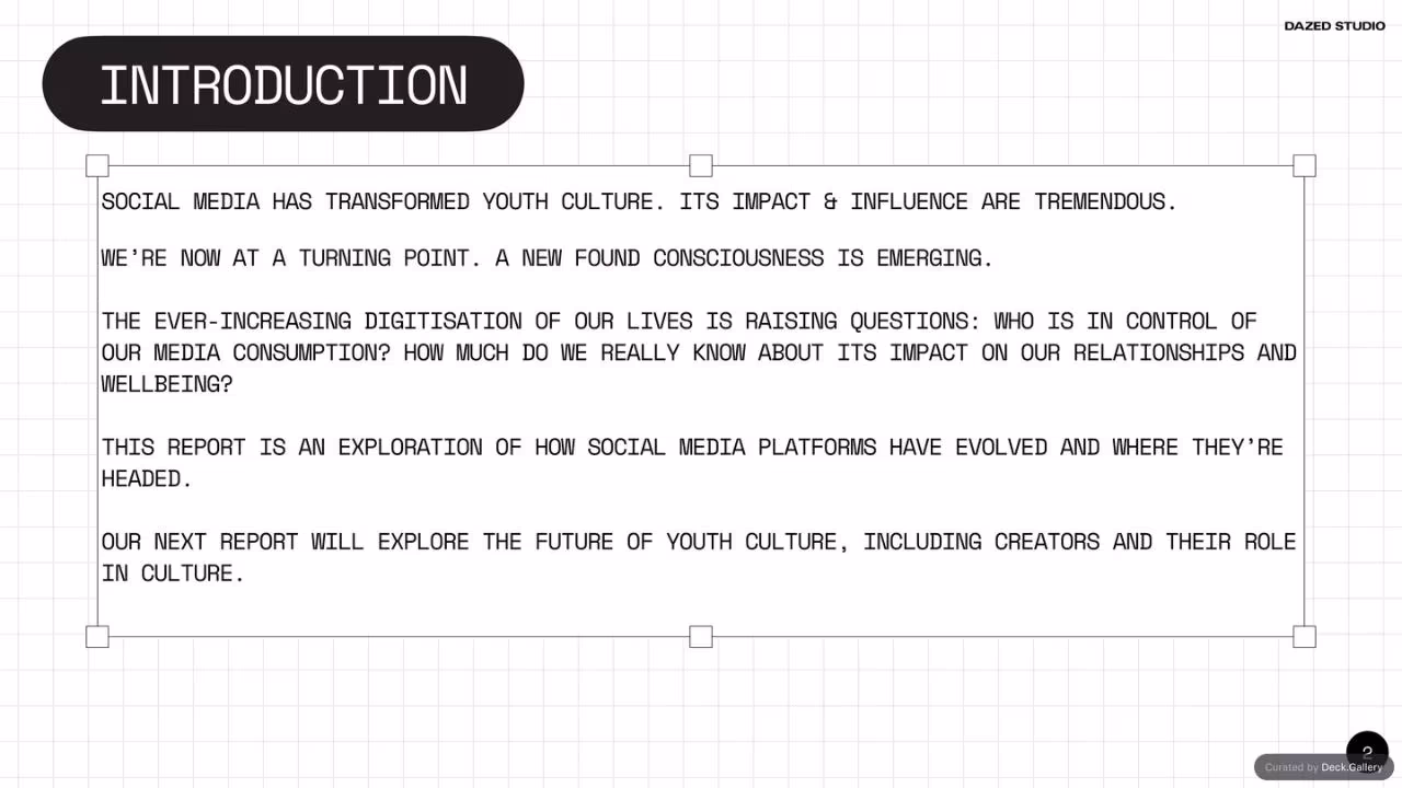 The Future of Social: Dazed Studio Research, slide 2