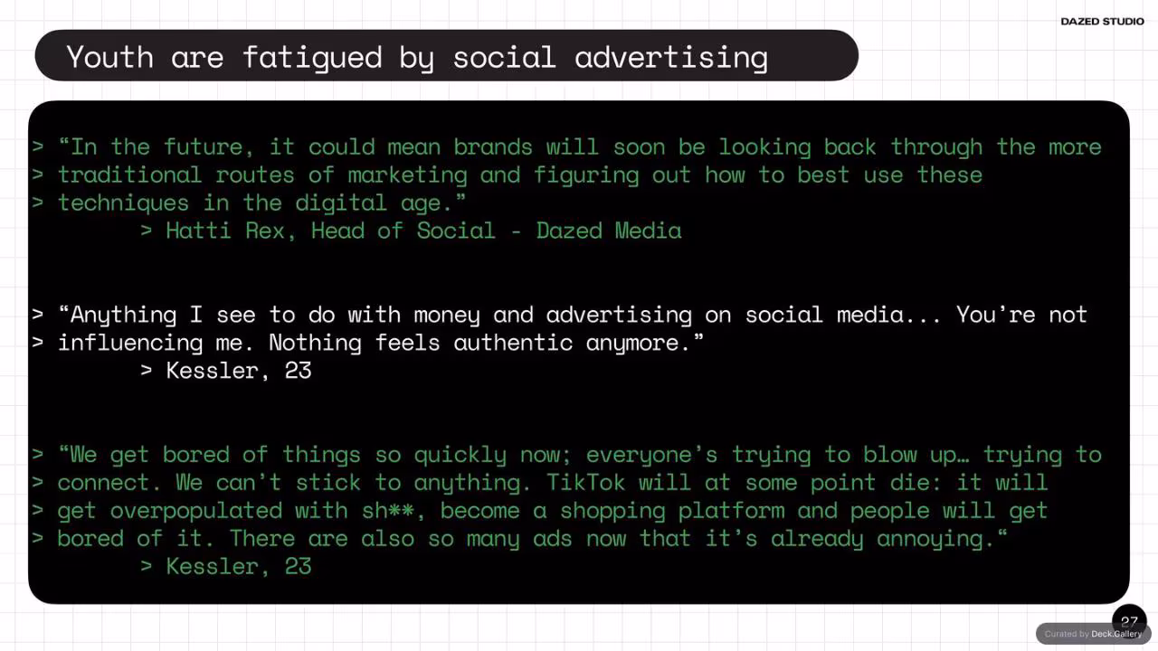 The Future of Social: Dazed Studio Research, slide 27