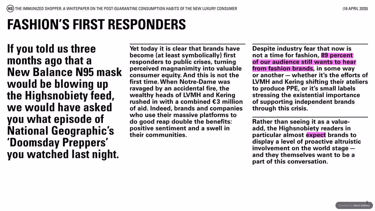 Highsnobiety: The Immunized Shopper 2020, slide 7