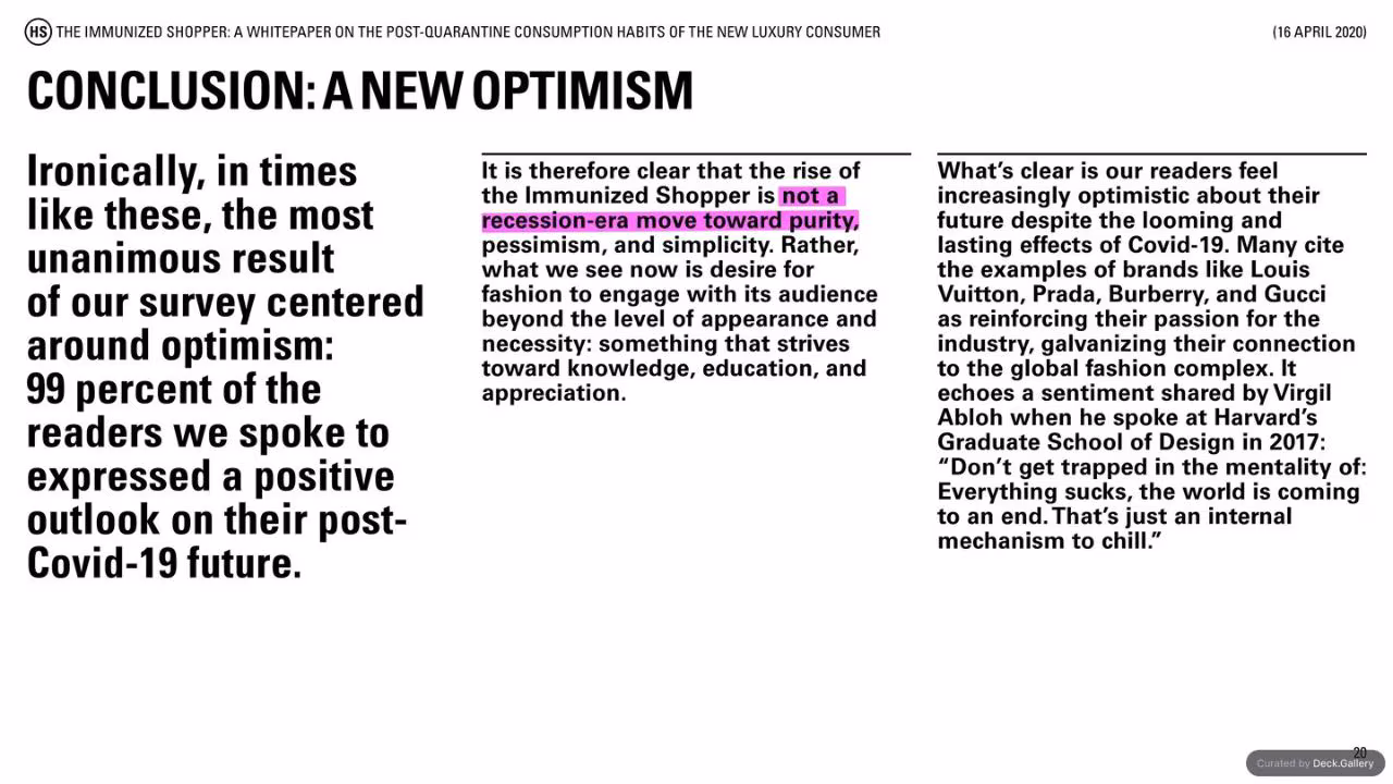 Highsnobiety: The Immunized Shopper 2020, slide 20