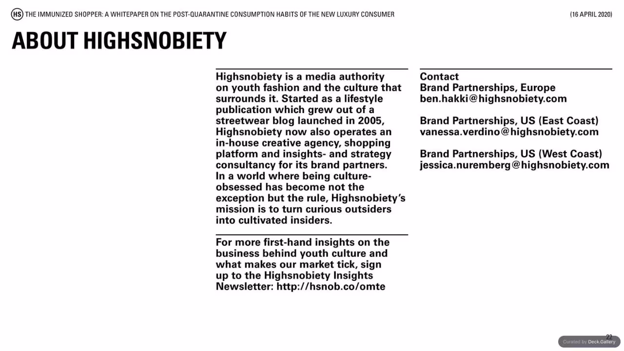 Highsnobiety: The Immunized Shopper 2020, slide 22