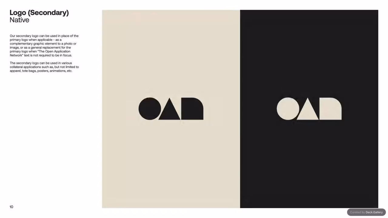 The Open Application Network Brand Guidelines, slide 9