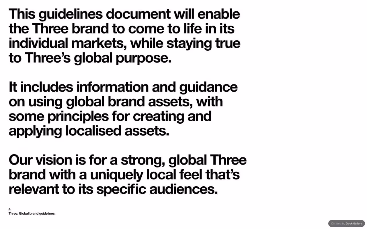 Three Global Brand Guidelines 2025, slide 4