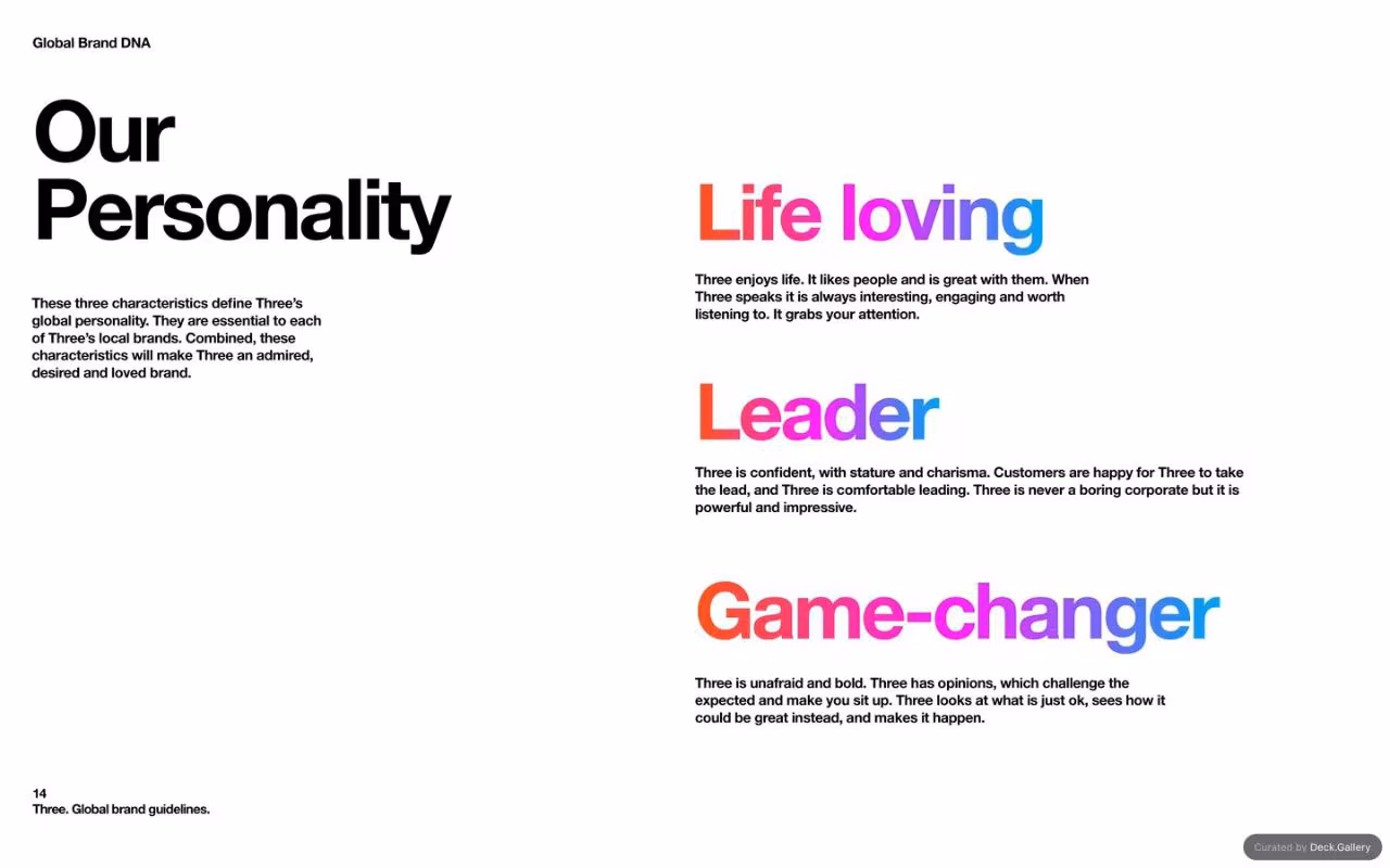 Three Global Brand Guidelines 2025, slide 14