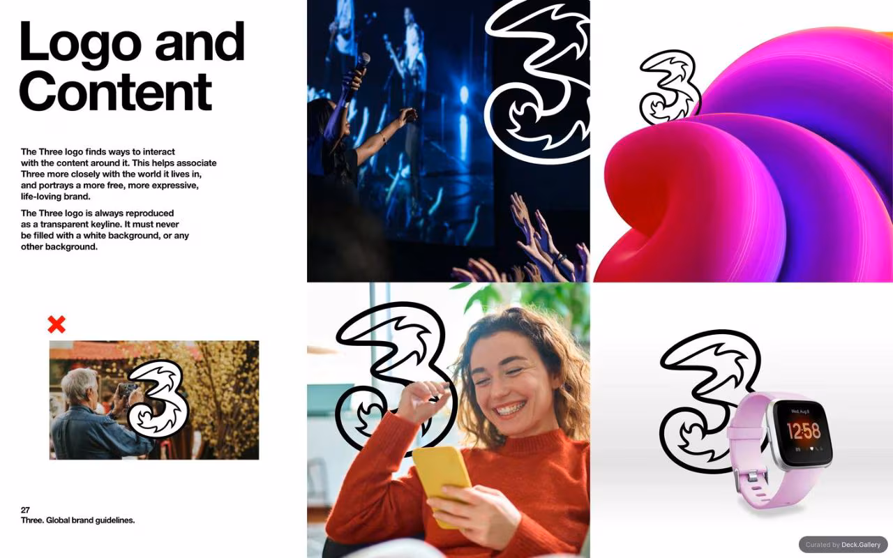 Three Global Brand Guidelines 2025, slide 27