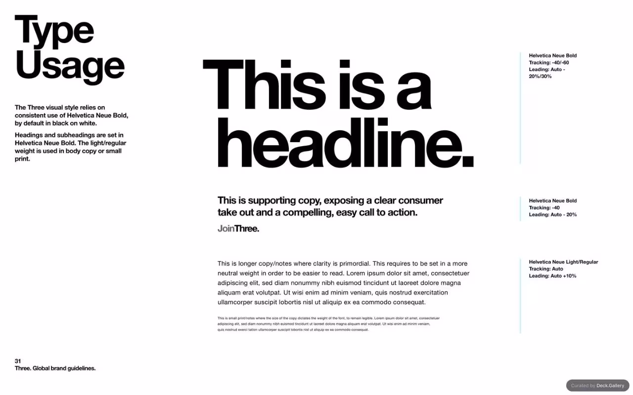 Three Global Brand Guidelines 2025, slide 31