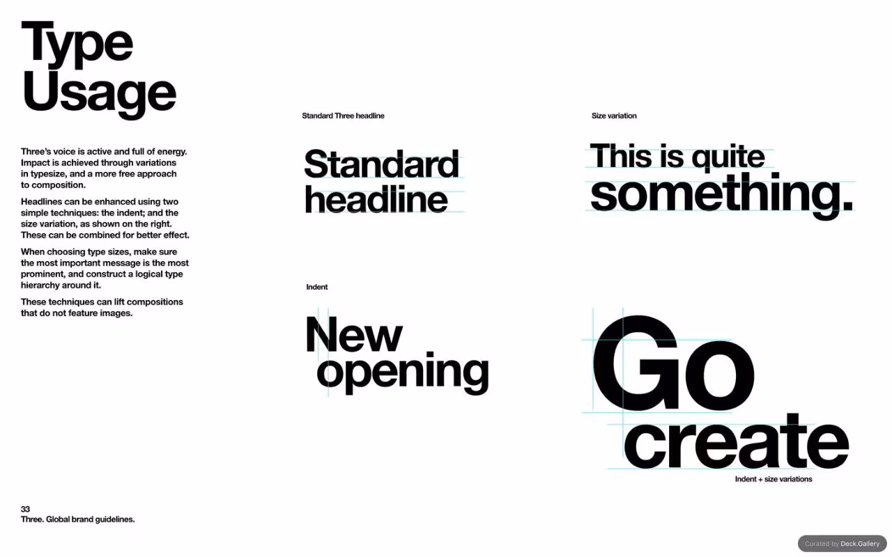 Three Global Brand Guidelines 2025, slide 33