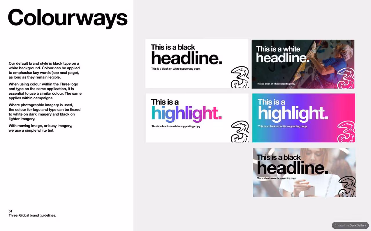 Three Global Brand Guidelines 2025, slide 51