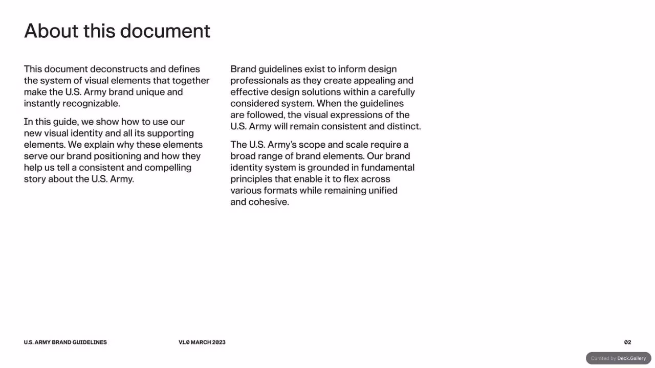 U.S. Army Brand Guidelines 2023, slide 2