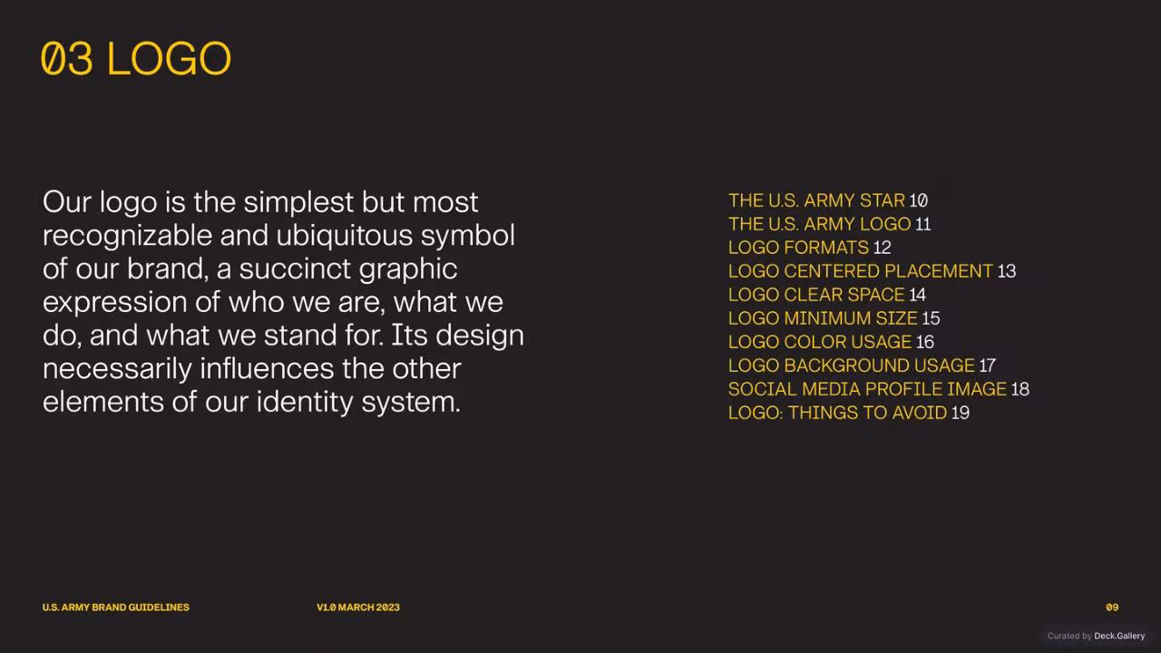 U.S. Army Brand Guidelines 2023, slide 9