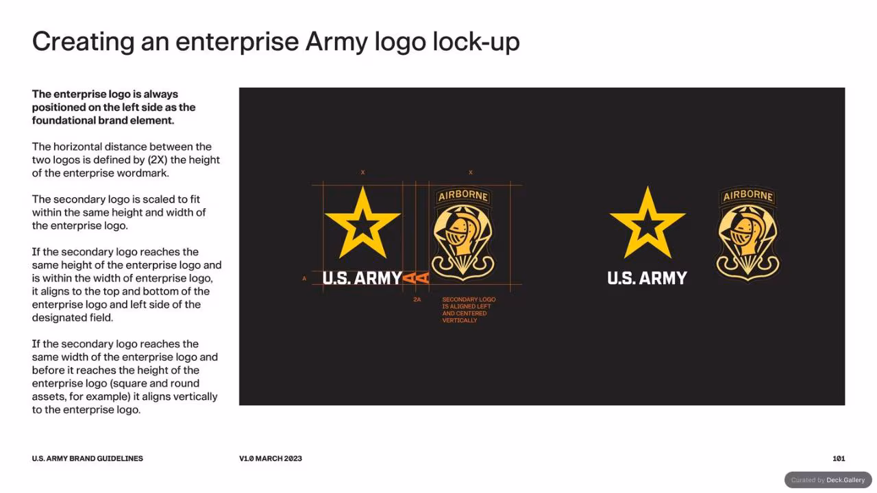 U.S. Army Brand Guidelines 2023, slide 101