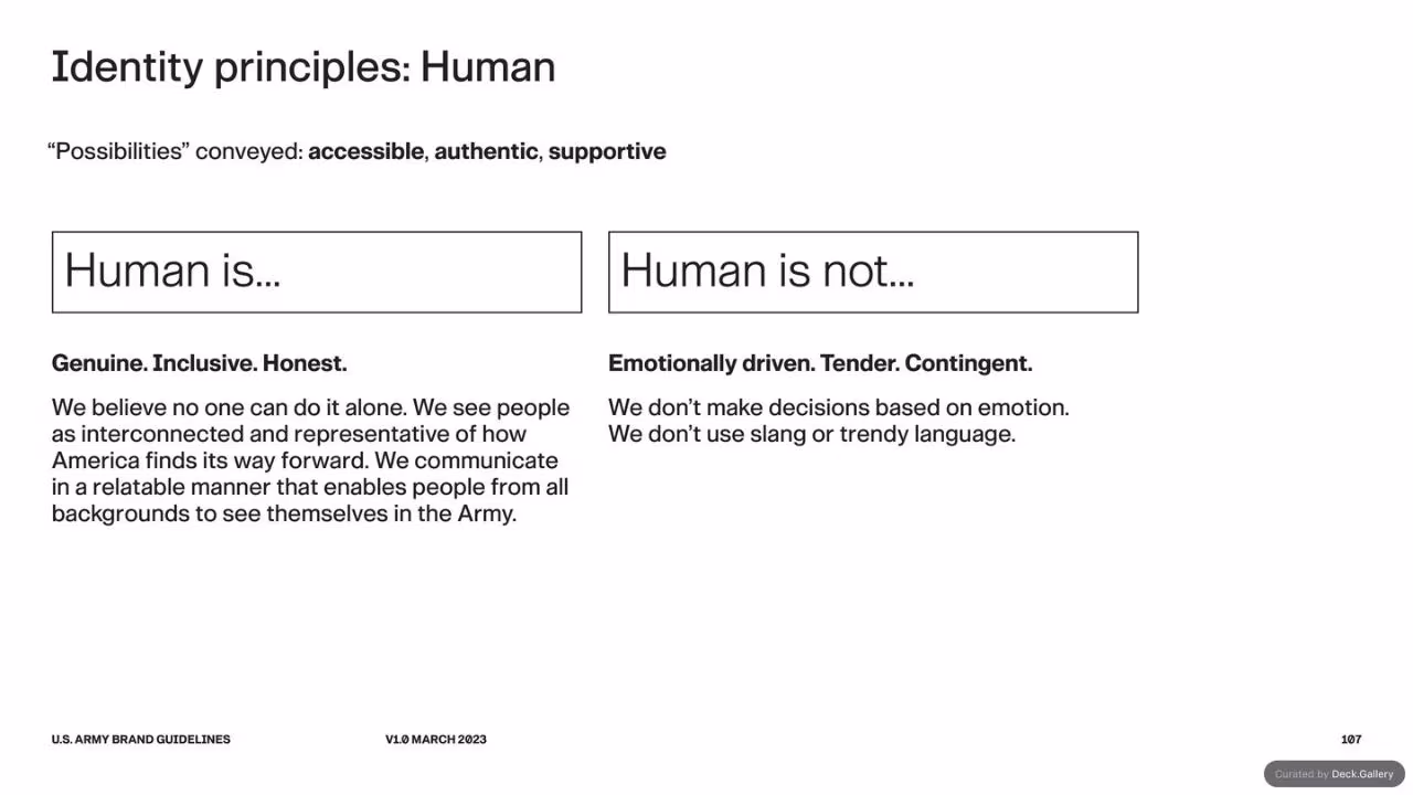 U.S. Army Brand Guidelines 2023, slide 107
