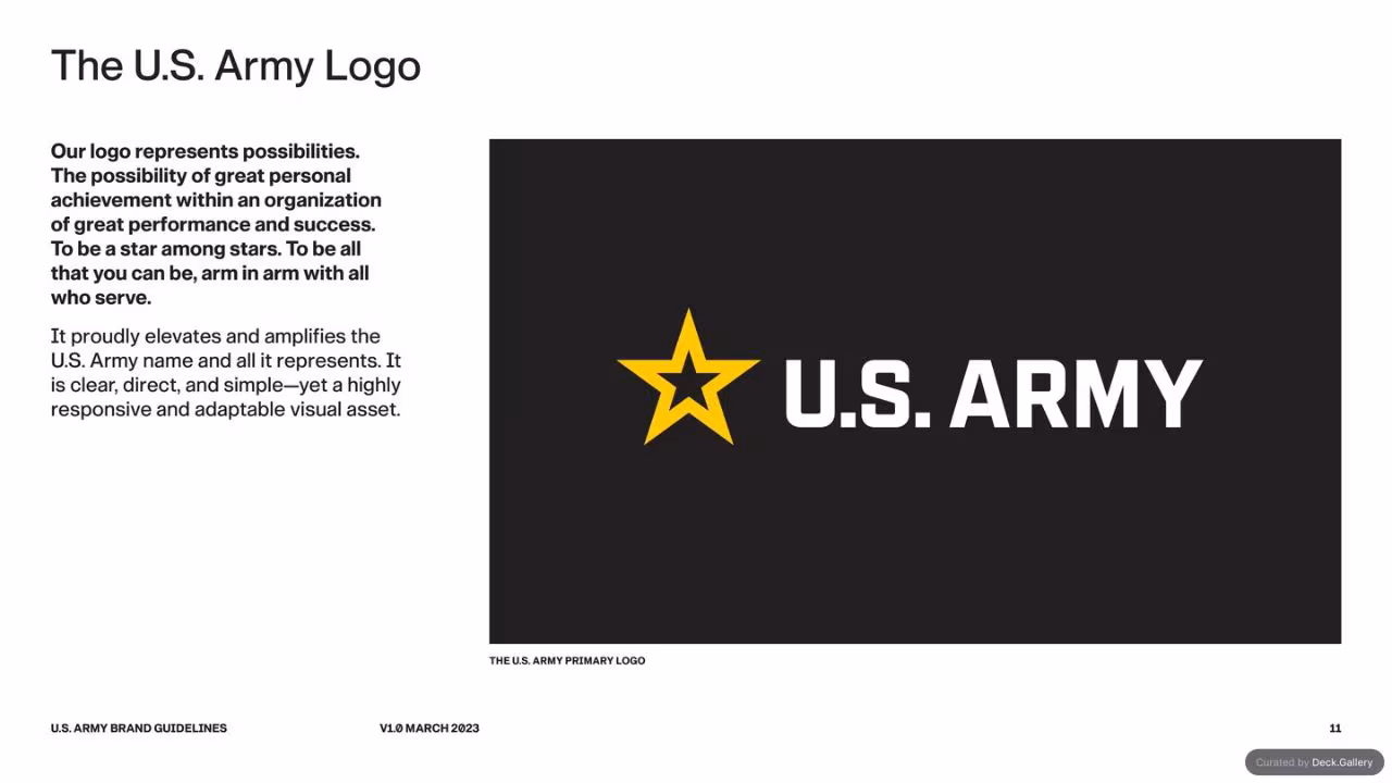 U.S. Army Brand Guidelines 2023, slide 11