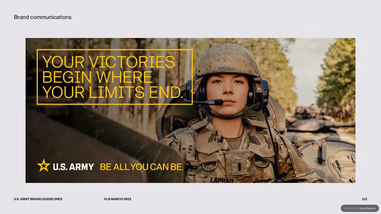 U.S. Army Brand Guidelines 2023, slide 112