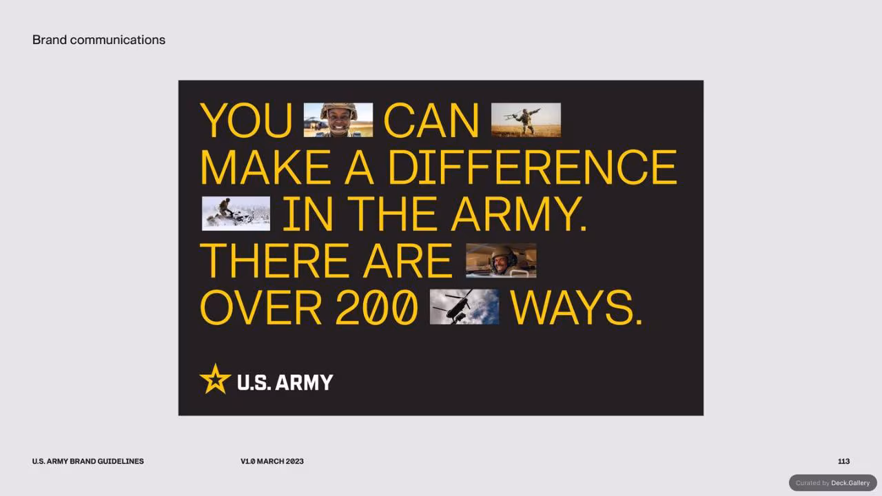 U.S. Army Brand Guidelines 2023, slide 113