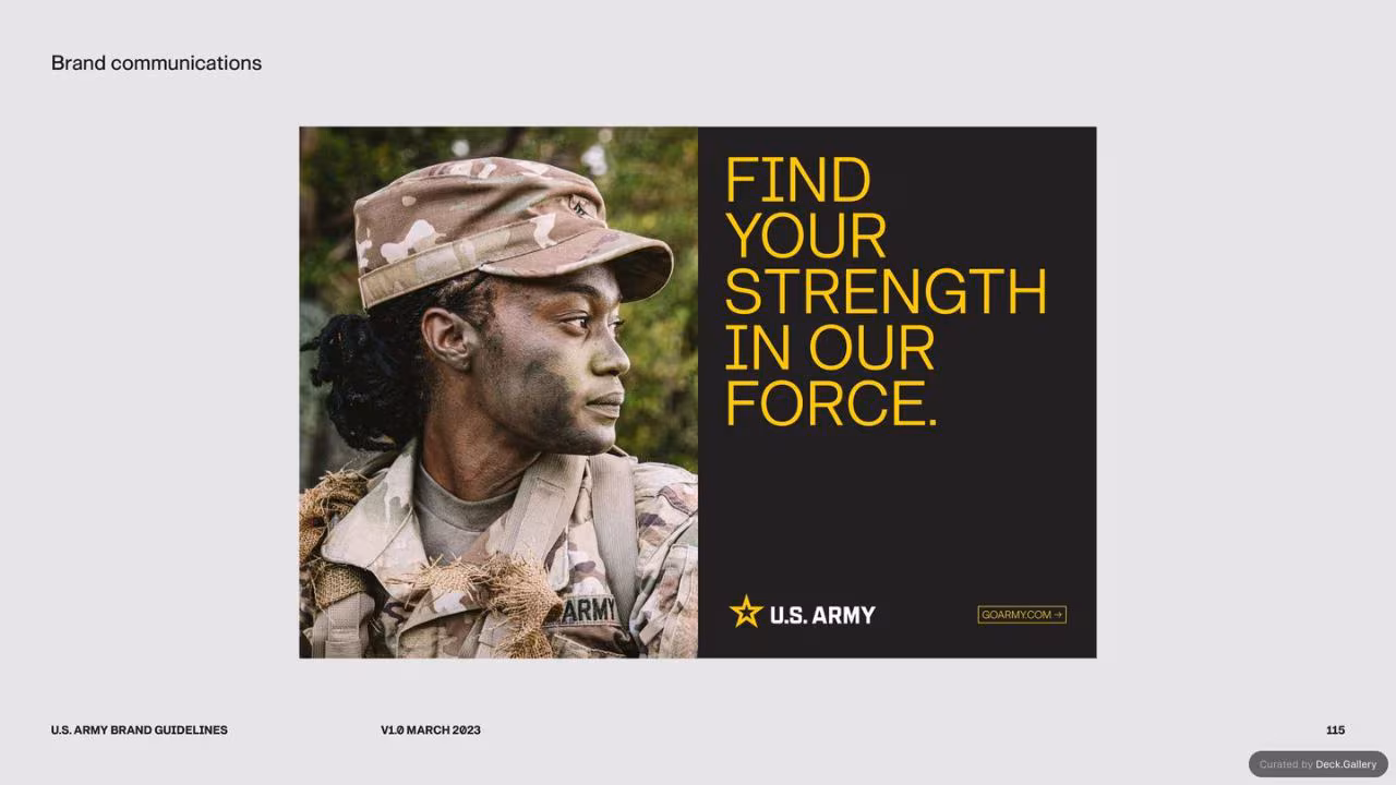 U.S. Army Brand Guidelines 2023, slide 115