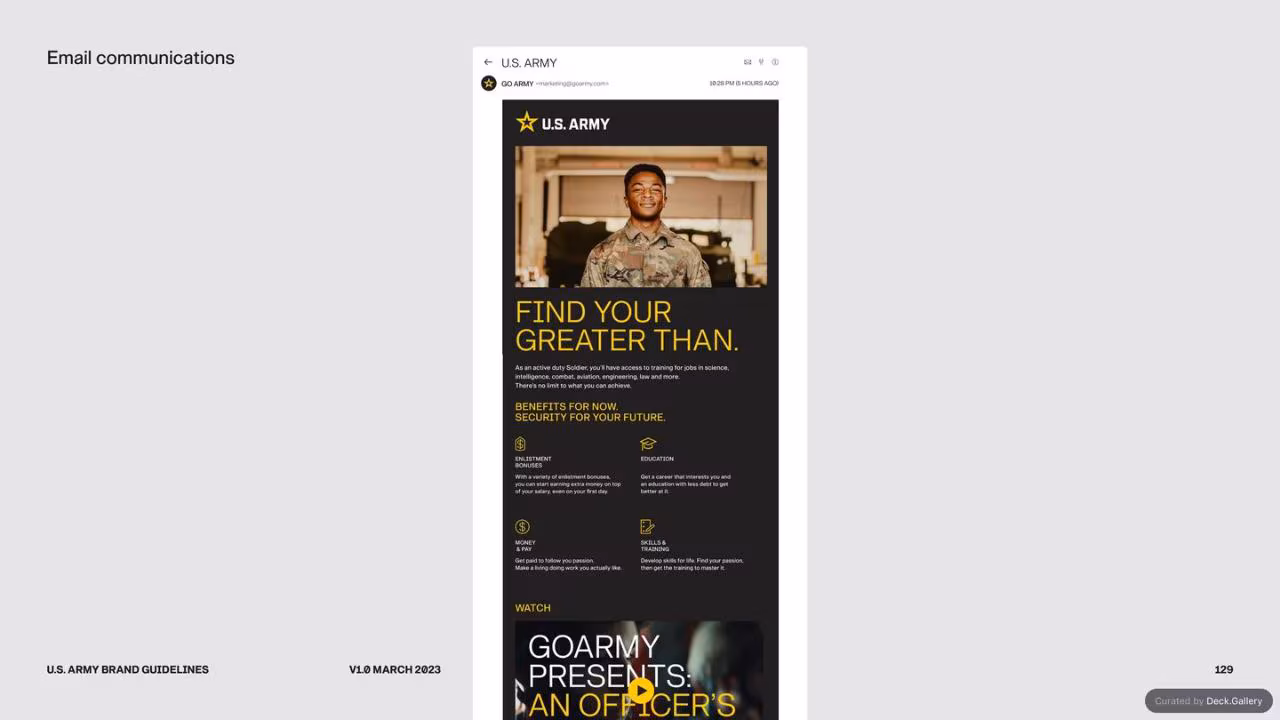 U.S. Army Brand Guidelines 2023, slide 129