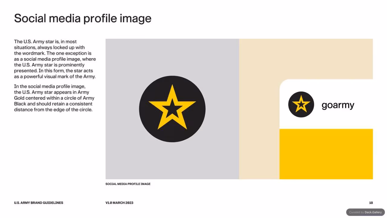 U.S. Army Brand Guidelines 2023, slide 18